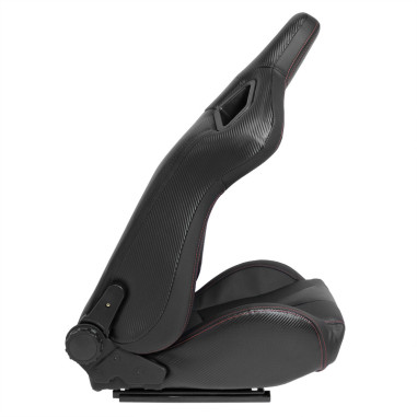 AutoStyle Siège baquet 'RK' - Simili Cuir Noir + Surpiqûres rouge - Dossier réglable - incl. glissières
