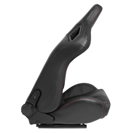 AutoStyle Siège baquet 'RK' - Simili Cuir Noir + Surpiqûres rouge - Dossier réglable - incl. glissières