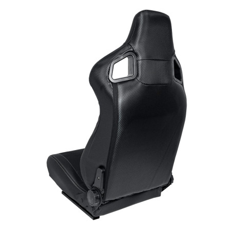 AutoStyle Siège baquet 'RK' - Simili Cuir Noir + Surpiqûres argent - Dossier réglable - incl. glissières