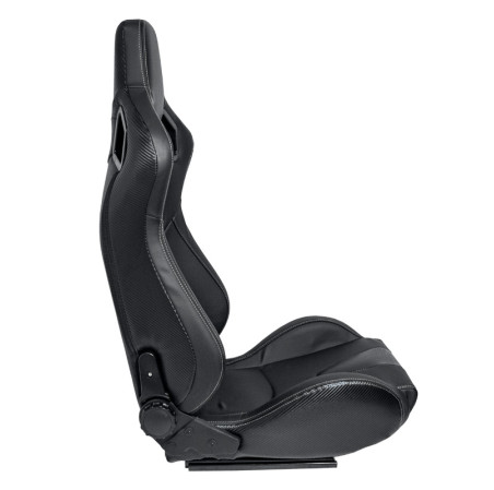 AutoStyle Siège baquet 'RK' - Simili Cuir Noir + Surpiqûres argent - Dossier réglable - incl. glissières