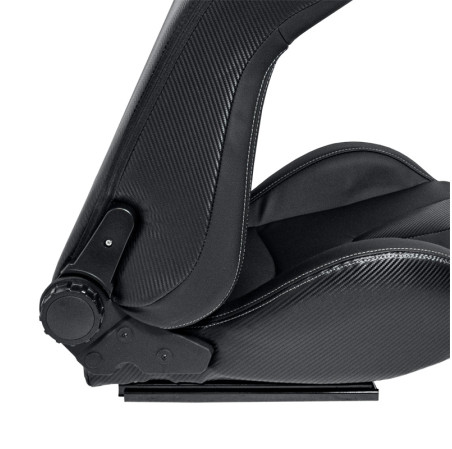 AutoStyle Siège baquet 'RK' - Simili Cuir Noir + Surpiqûres argent - Dossier réglable - incl. glissières