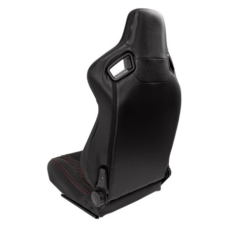 AutoStyle Siège baquet 'AK' - Simili Cuir Noir + Surpiqûres rouge - Dossier réglable - incl. glissières