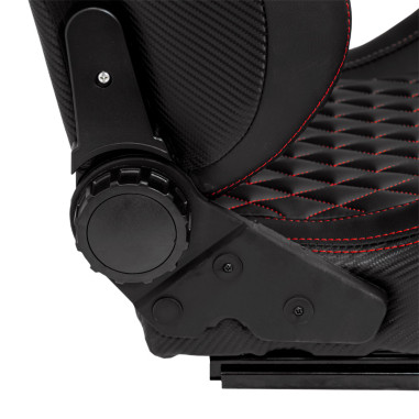 AutoStyle Siège baquet 'AK' - Simili Cuir Noir + Surpiqûres rouge - Dossier réglable - incl. glissières