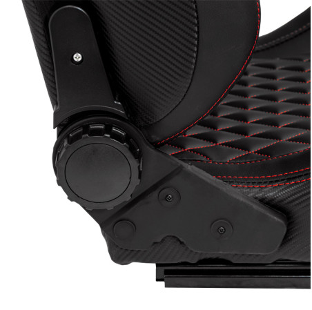 AutoStyle Siège baquet 'AK' - Simili Cuir Noir + Surpiqûres rouge - Dossier réglable - incl. glissières