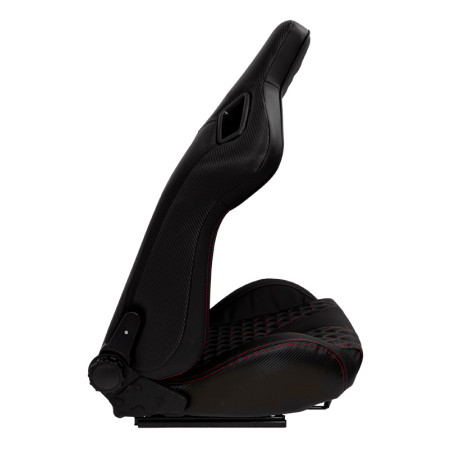 AutoStyle Siège baquet 'AK' - Simili Cuir Noir + Surpiqûres rouge - Dossier réglable - incl. glissières