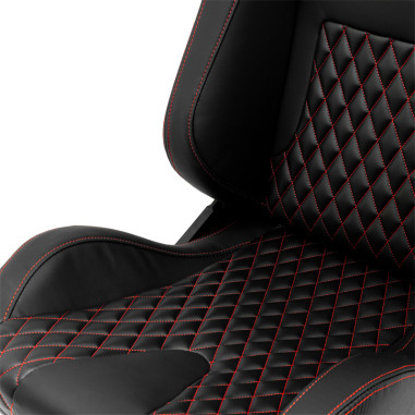 AutoStyle Siège baquet 'AK' - Simili Cuir Noir + Surpiqûres rouge - Dossier réglable - incl. glissières