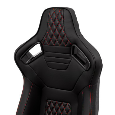 AutoStyle Siège baquet 'AK' - Simili Cuir Noir + Surpiqûres rouge - Dossier réglable - incl. glissières