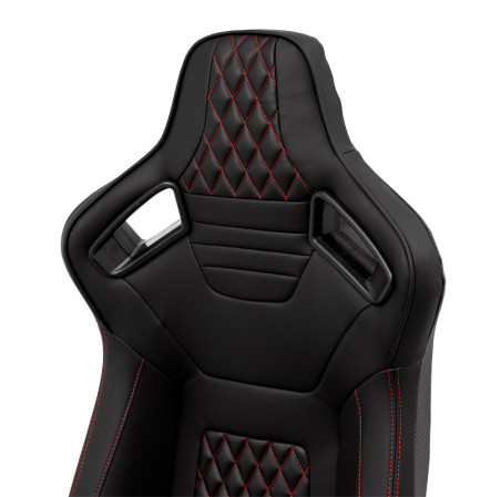 AutoStyle Siège baquet 'AK' - Simili Cuir Noir + Surpiqûres rouge - Dossier réglable - incl. glissières