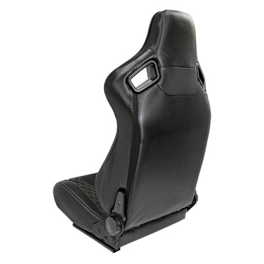 AutoStyle Siège baquet 'AK' - Simili Cuir Noir + Surpiqûres argent - Dossier réglable - incl. glissières