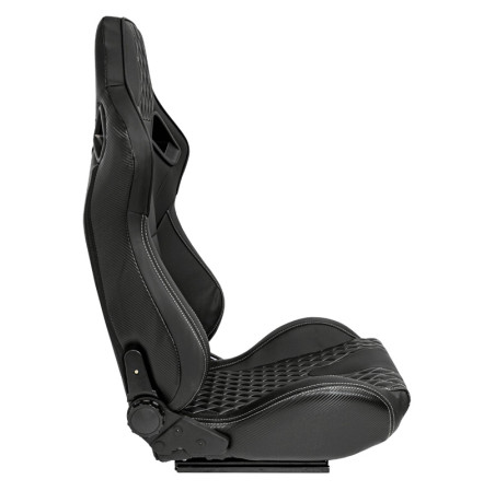 AutoStyle Siège baquet 'AK' - Simili Cuir Noir + Surpiqûres argent - Dossier réglable - incl. glissières