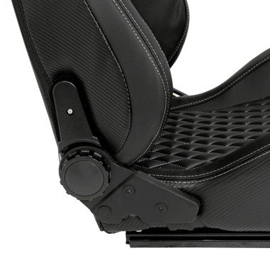 AutoStyle Siège baquet 'AK' - Simili Cuir Noir + Surpiqûres argent - Dossier réglable - incl. glissières