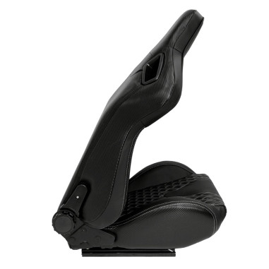 AutoStyle Siège baquet 'AK' - Simili Cuir Noir + Surpiqûres argent - Dossier réglable - incl. glissières
