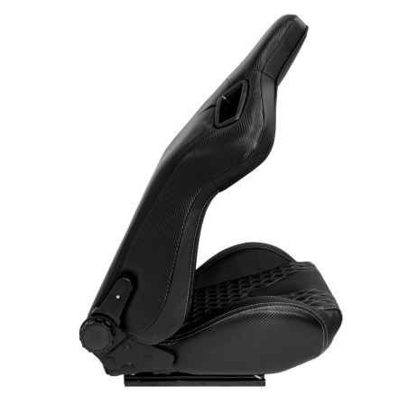 AutoStyle Siège baquet 'AK' - Simili Cuir Noir + Surpiqûres argent - Dossier réglable - incl. glissières