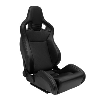 AutoStyle Siège baquet 'NK' - Simili Cuir Noir + Gris Textile - Dossier réglable - incl. glissières