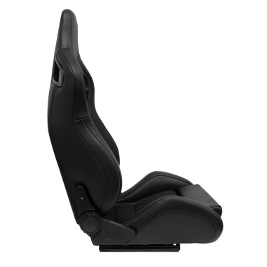 AutoStyle Siège baquet 'NK' - Simili Cuir Noir + Gris Textile - Dossier réglable - incl. glissières