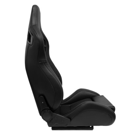 AutoStyle Siège baquet 'NK' - Simili Cuir Noir + Gris Textile - Dossier réglable - incl. glissières