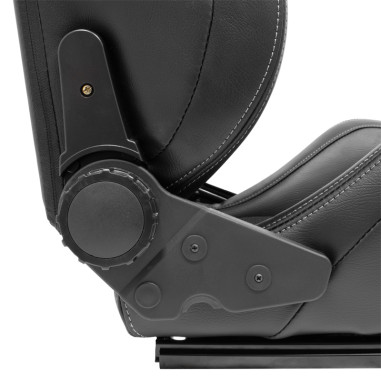 AutoStyle Siège baquet 'NK' - Simili Cuir Noir + Gris Textile - Dossier réglable - incl. glissières