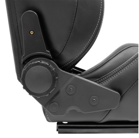 AutoStyle Siège baquet 'NK' - Simili Cuir Noir + Gris Textile - Dossier réglable - incl. glissières