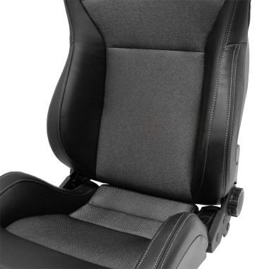 AutoStyle Siège baquet 'NK' - Simili Cuir Noir + Gris Textile - Dossier réglable - incl. glissières