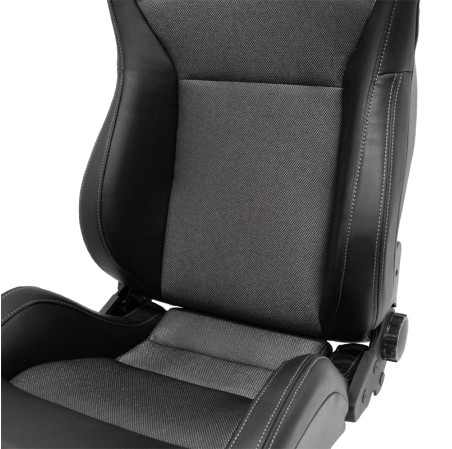 AutoStyle Siège baquet 'NK' - Simili Cuir Noir + Gris Textile - Dossier réglable - incl. glissières