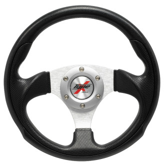 AutoStyle Volant sport universel 'Eruption' - Ø295mm - Cuir-PU noir + Rayons argent