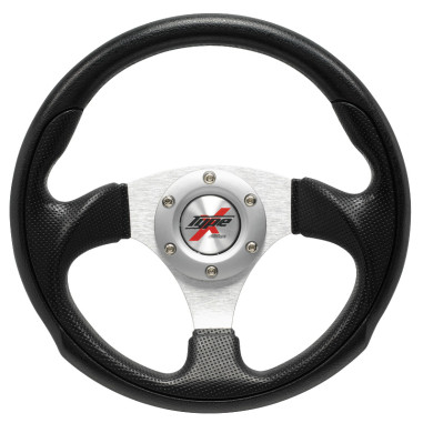 AutoStyle Volant sport universel 'Eruption' - Ø295mm - Cuir-PU noir + Rayons argent