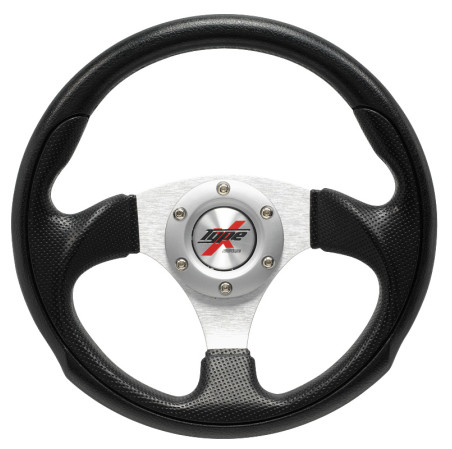 AutoStyle Volant sport universel 'Eruption' - Ø295mm - Cuir-PU noir + Rayons argent