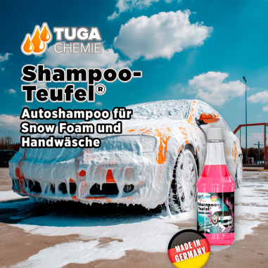 Tuga Chemie Shampoo-Teufel - Shampoing pour lavage de voiture - Rose - 1000ml - avec formule Gloss