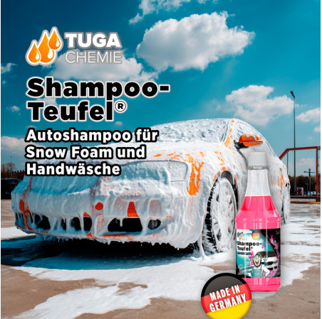 Tuga Chemie Shampoo-Teufel - Shampoing pour lavage de voiture - Rose - 1000ml - avec formule Gloss