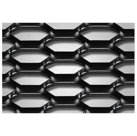 AutoStyle Grillage d'aluminium noir - nid d'abeille 12x6mm - 125x25cm