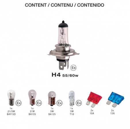 Coffret ampoules homologues 12v h4