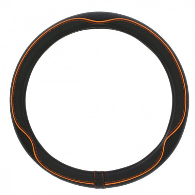 Couvre volant CENTAURO de la marque SWISS DRIVE. Dimension : Diamètre 37-39 cm. Couleur noir et orange.