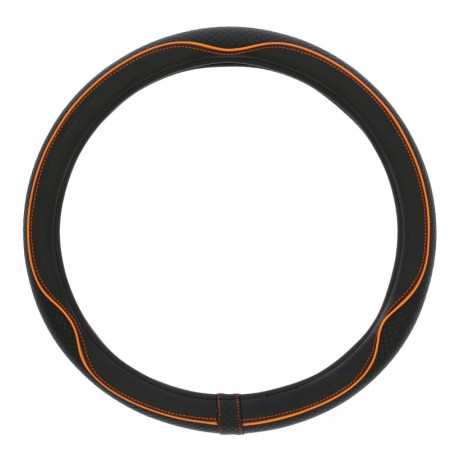 Couvre volant CENTAURO de la marque SWISS DRIVE. Dimension : Diamètre 37-39 cm. Couleur noir et orange.