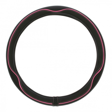 Couvre volant CENTAURO de la marque SWISS DRIVE. Dimension : Diamètre 37-39 cm. Couleur noir et rose.