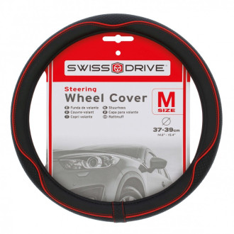 Couvre volant CENTAURO de la marque SWISS DRIVE, compatible avec les volants à méplat. Dimension : Diamètre 37-39 cm. Couleur no