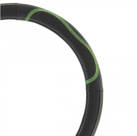Car+ Compatible Avec Les Volants À Méplat, Surpiqure Élégante COUVRE VOLANT NOIR SURPIQURE VERTE 37-39CM