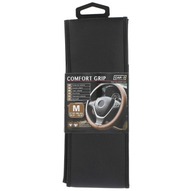 Couvre volant plat micro-perforé, surpiqure noire de marque CAR+. Dimension : Diamètre 37-38 CM. Couleur noir. Couvre volant fin