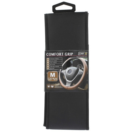 Couvre volant plat micro-perforé, surpiqure noire de marque CAR+. Dimension : Diamètre 37-38 CM. Couleur noir. Couvre volant fin