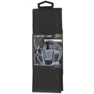 Couvre volant plat micro-perforé, surpiqure noire de marque CAR+. Dimension : Diamètre 39-40 CM. Couleur noir. Couvre volant fin