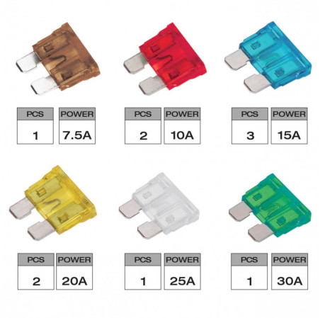 Boite de 10 fusibles amperage variable