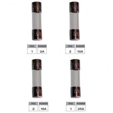 Boite de 6 fusibles verre amperage variable