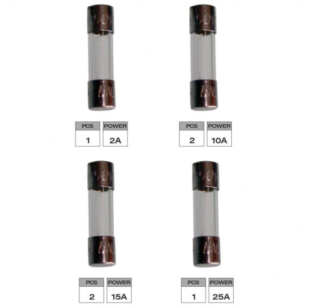 Boite de 6 fusibles verre amperage variable