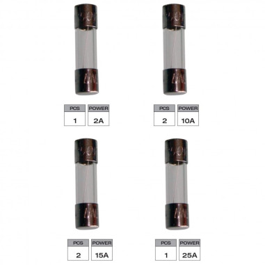 Boite de 6 fusibles verre amperage variable