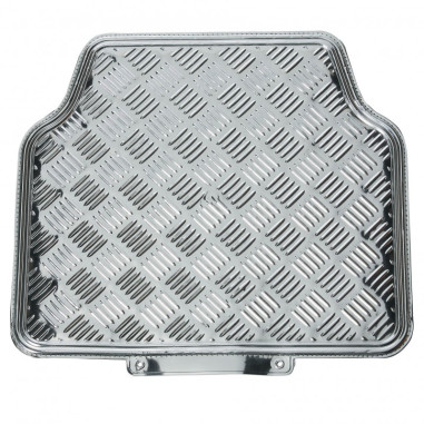 Tapis PVC universel look aluminium SWISS DRIVE. Set de 4 pièces. Dimensions Avant : 2* 65 x 47cm - Arrière 2* 41 x 47cm. Disponi