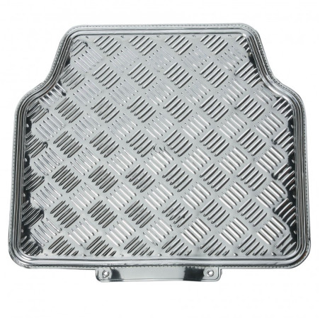 Tapis PVC universel look aluminium SWISS DRIVE. Set de 4 pièces. Dimensions Avant : 2* 65 x 47cm - Arrière 2* 41 x 47cm. Disponi