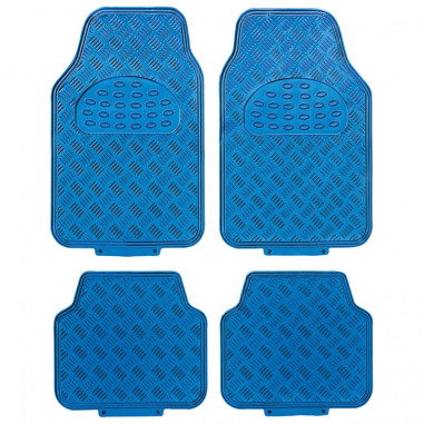 Tapis PVC universel look aluminium SWISS DRIVE. Set de 4 pièces. Dimensions Avant : 2* 65x47cm - Arrière 2* 41x47cm. Disponible 
