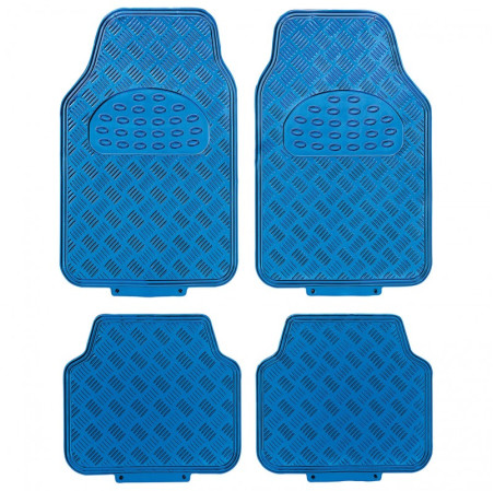 Tapis PVC universel look aluminium SWISS DRIVE. Set de 4 pièces. Dimensions Avant : 2* 65x47cm - Arrière 2* 41x47cm. Disponible 