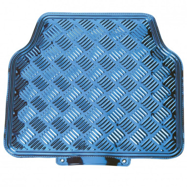 Tapis PVC universel look aluminium SWISS DRIVE. Set de 4 pièces. Dimensions Avant : 2* 65x47cm - Arrière 2* 41x47cm. Disponible 