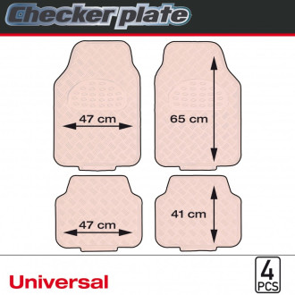 Tapis PVC universel look aluminium SWISS DRIVE. Set de 4 pièces. Dimensions Avant : 2* 65 x 47cm - Arrière 2* 41 x 47cm. Disponi 2