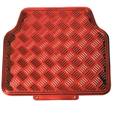 Tapis PVC universel look aluminium SWISS DRIVE. Set de 4 pièces. Dimensions Avant : 2* 65 x 47cm - Arrière 2* 41 x 47cm. Disponi